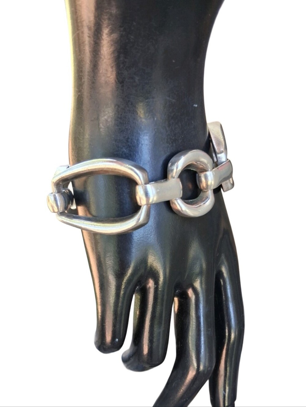 Vintage Taxco Mexico Sterling Silver Bold Geometric Chunky Link Bracelet 925 - Picture 2 of 10